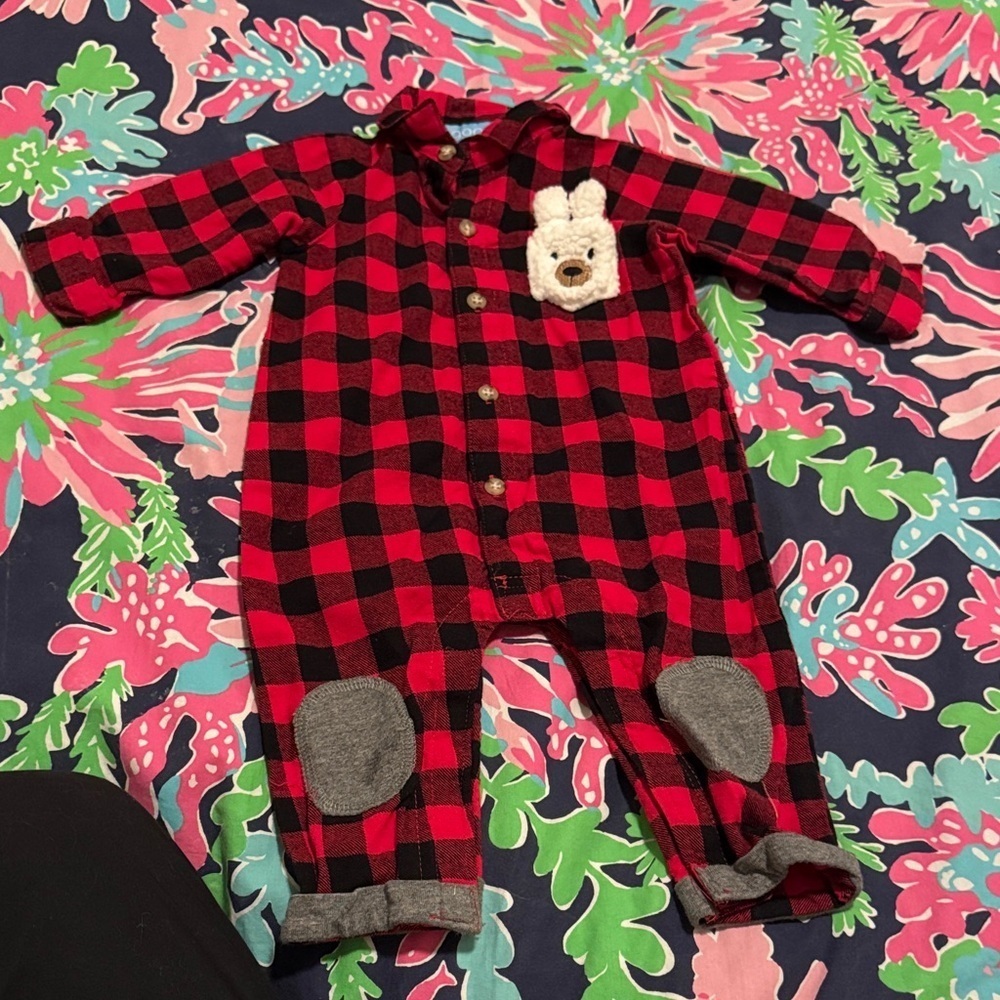 Good Lad Red and Black Plaid Kids Onesie
